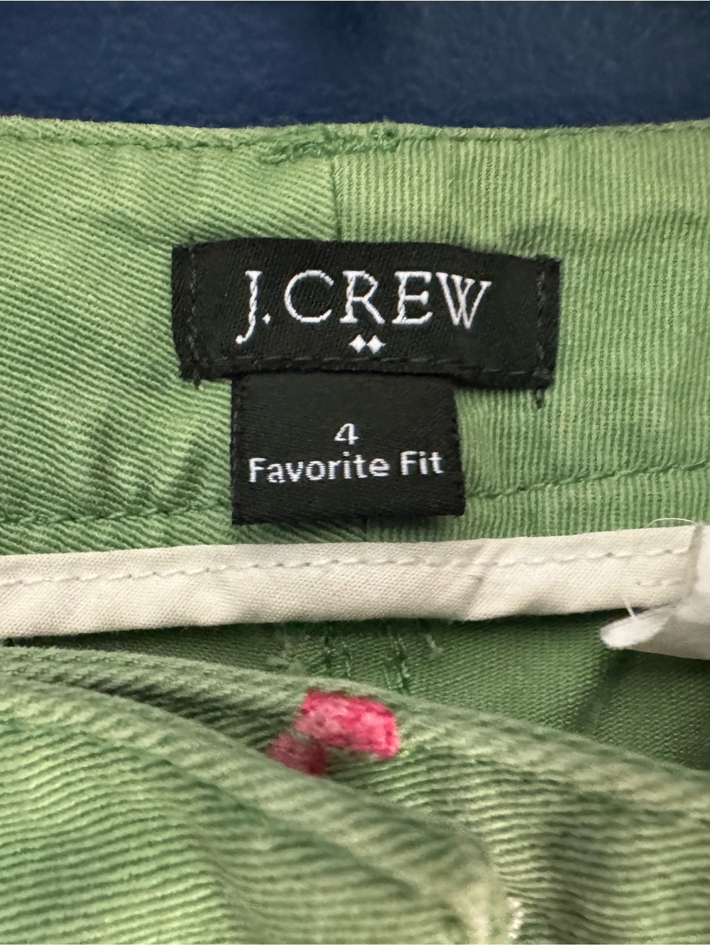 J. Crew Lime Green Cropped Jeans with Pink Whale Embroidery - Picture 2 of 3